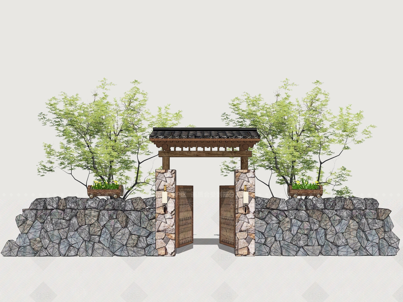现代庭院门SU模型下载【ID:1181695338】