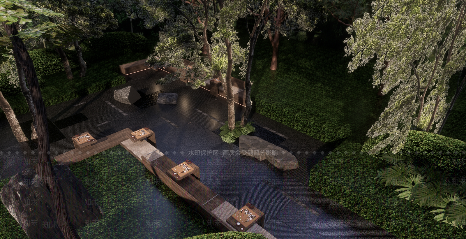 现代新中式景观座椅SU模型下载【ID:1181696728】