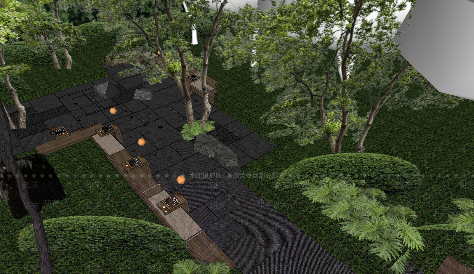 现代新中式景观座椅SU模型下载【ID:1181696728】