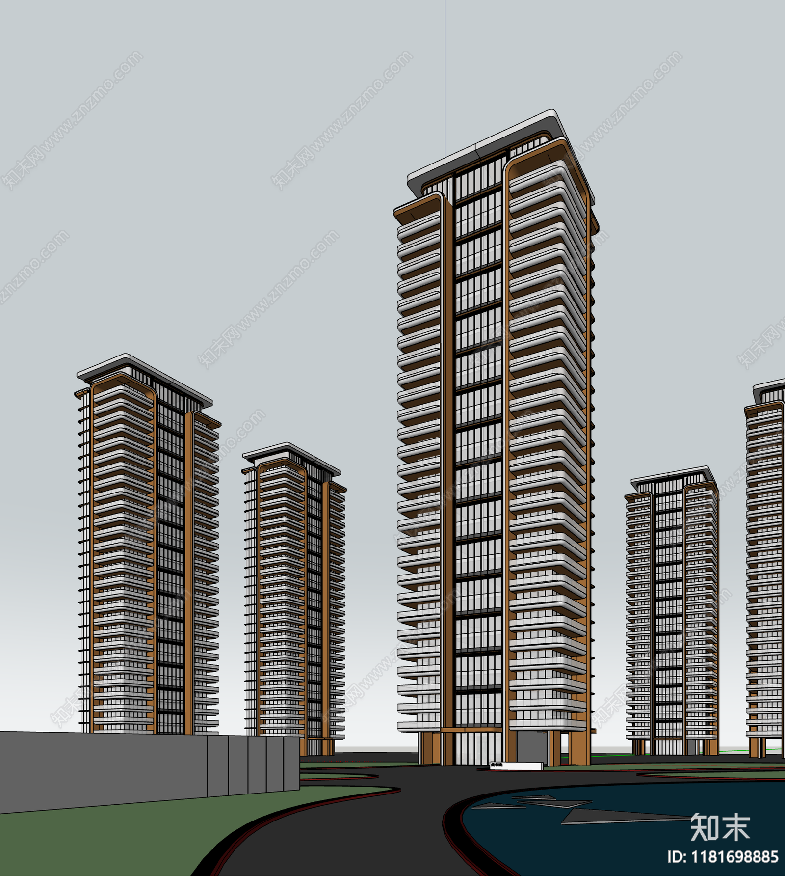 现代高层住宅SU模型下载【ID:1181698885】