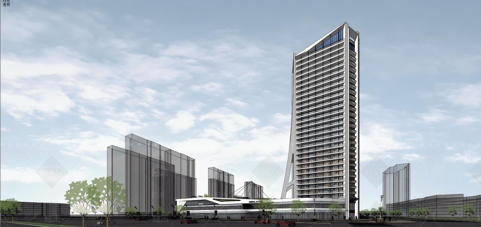 现代商场建筑SU模型下载【ID:1181698953】