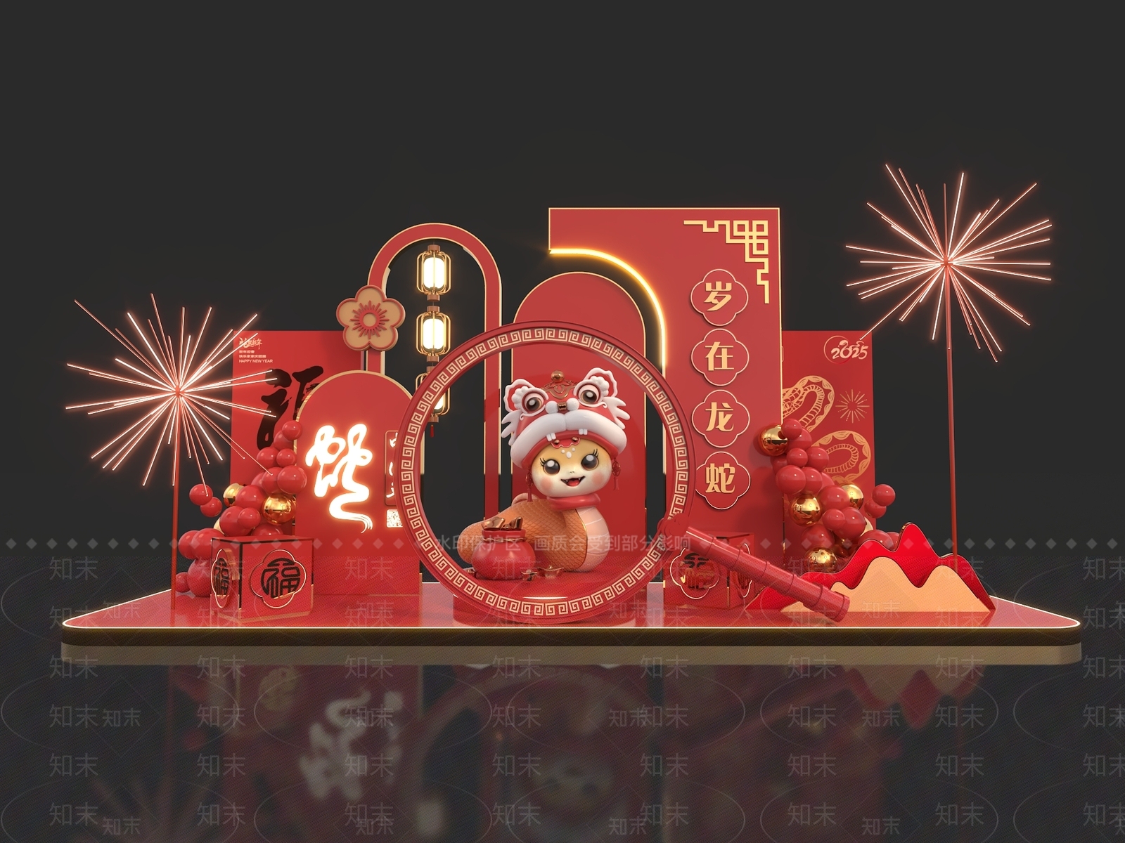 中式新中式美陈3D模型下载【ID:1181701217】
