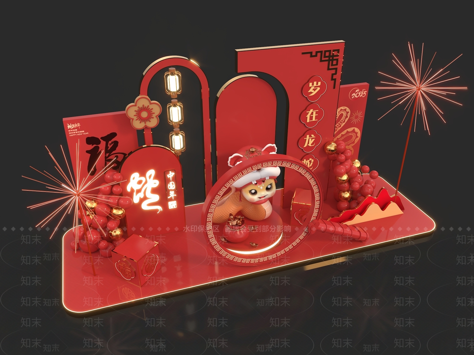 中式新中式美陈3D模型下载【ID:1181701217】