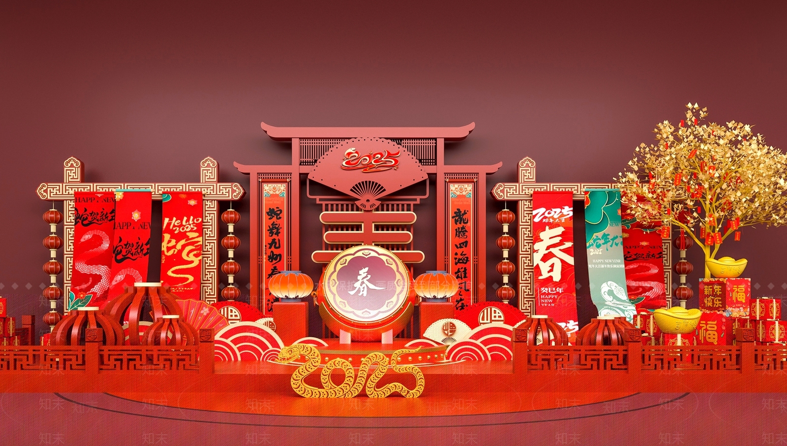 新中式中式美陈3D模型下载【ID:1181703846】