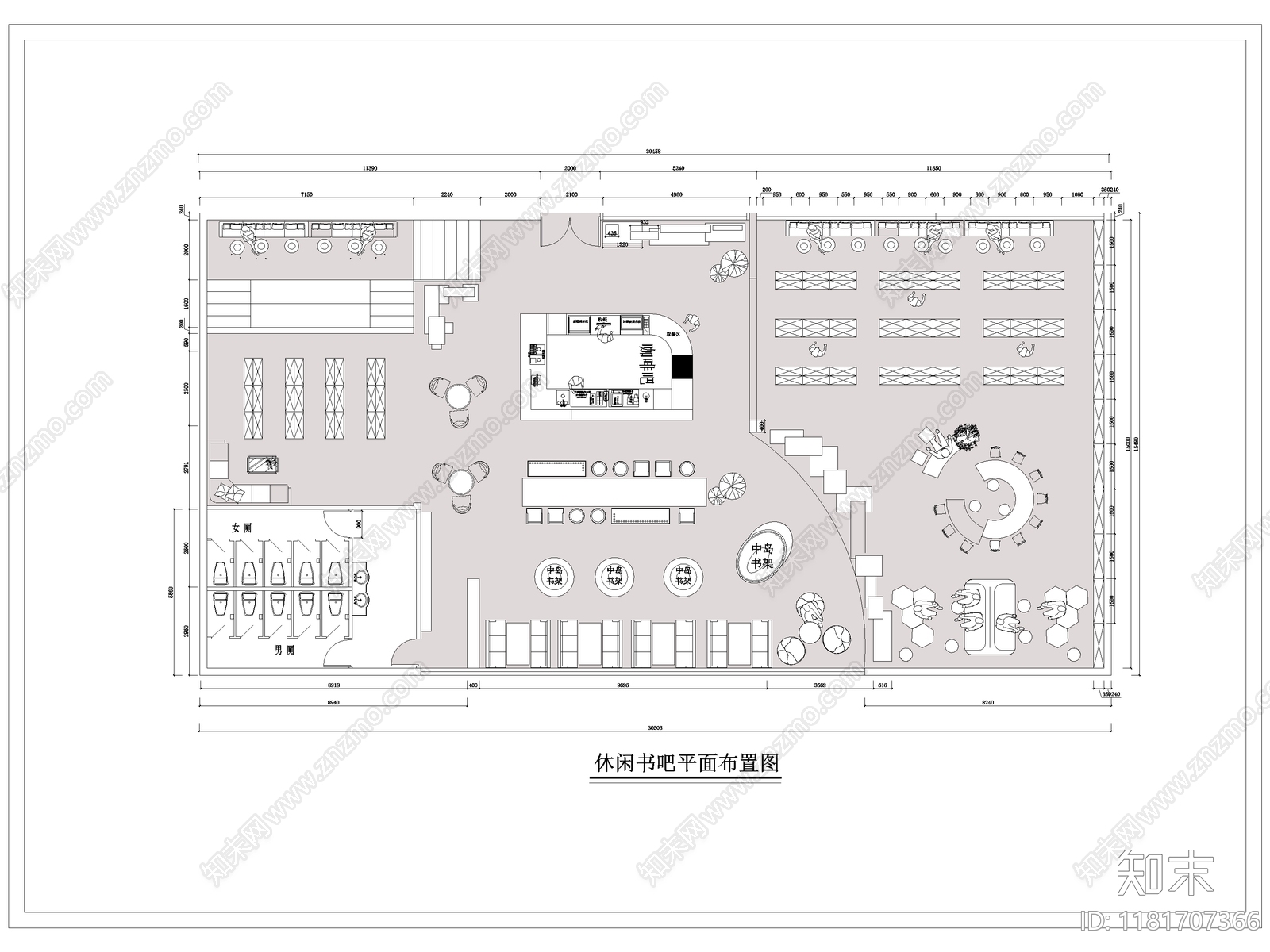 现代书店cad施工图下载【ID:1181707366】