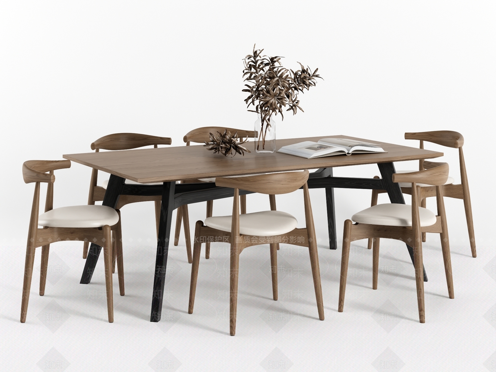 北欧餐桌椅3D模型下载【ID:1181707759】