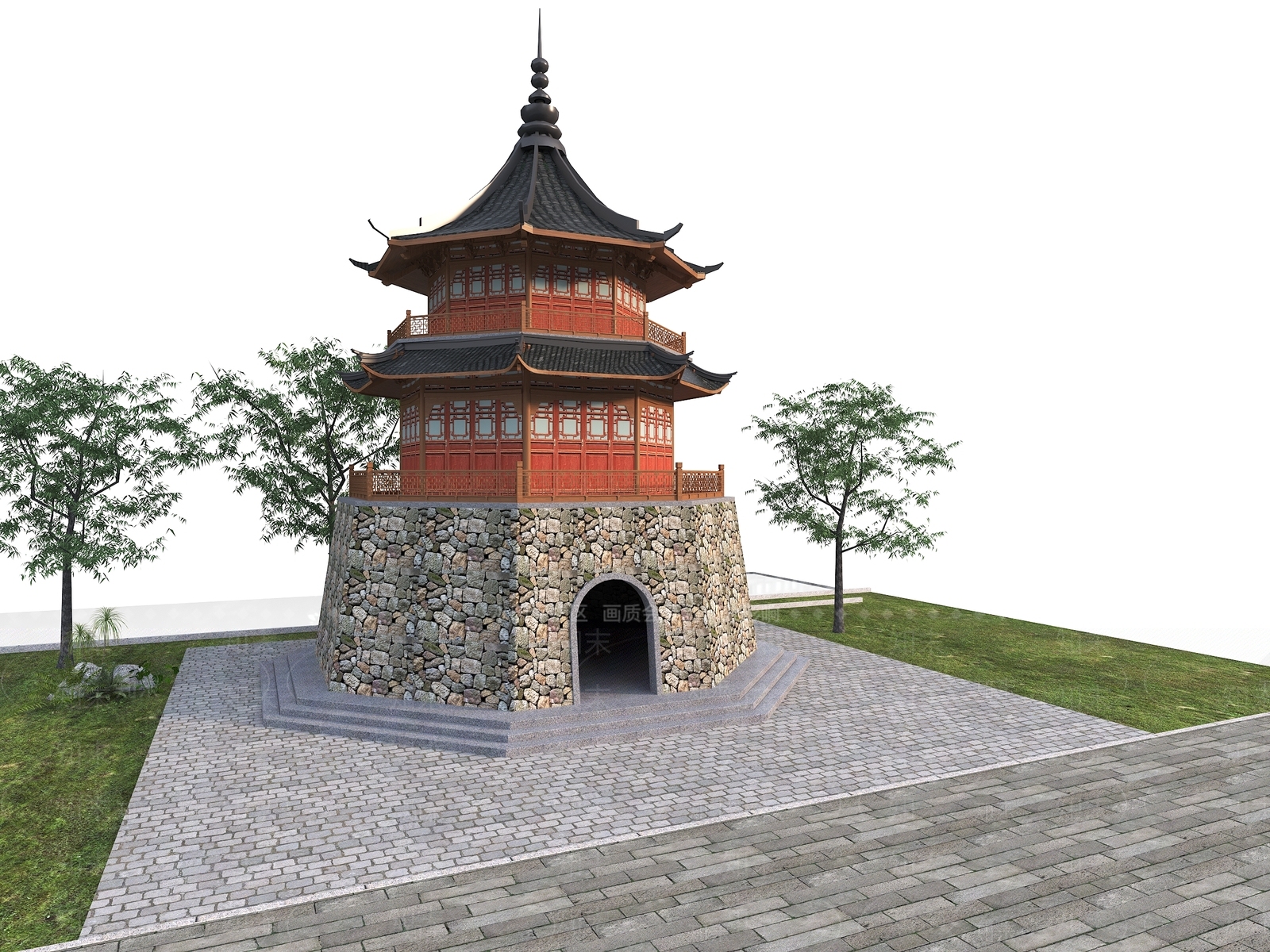 新中式中式古建3D模型下载【ID:1181708292】
