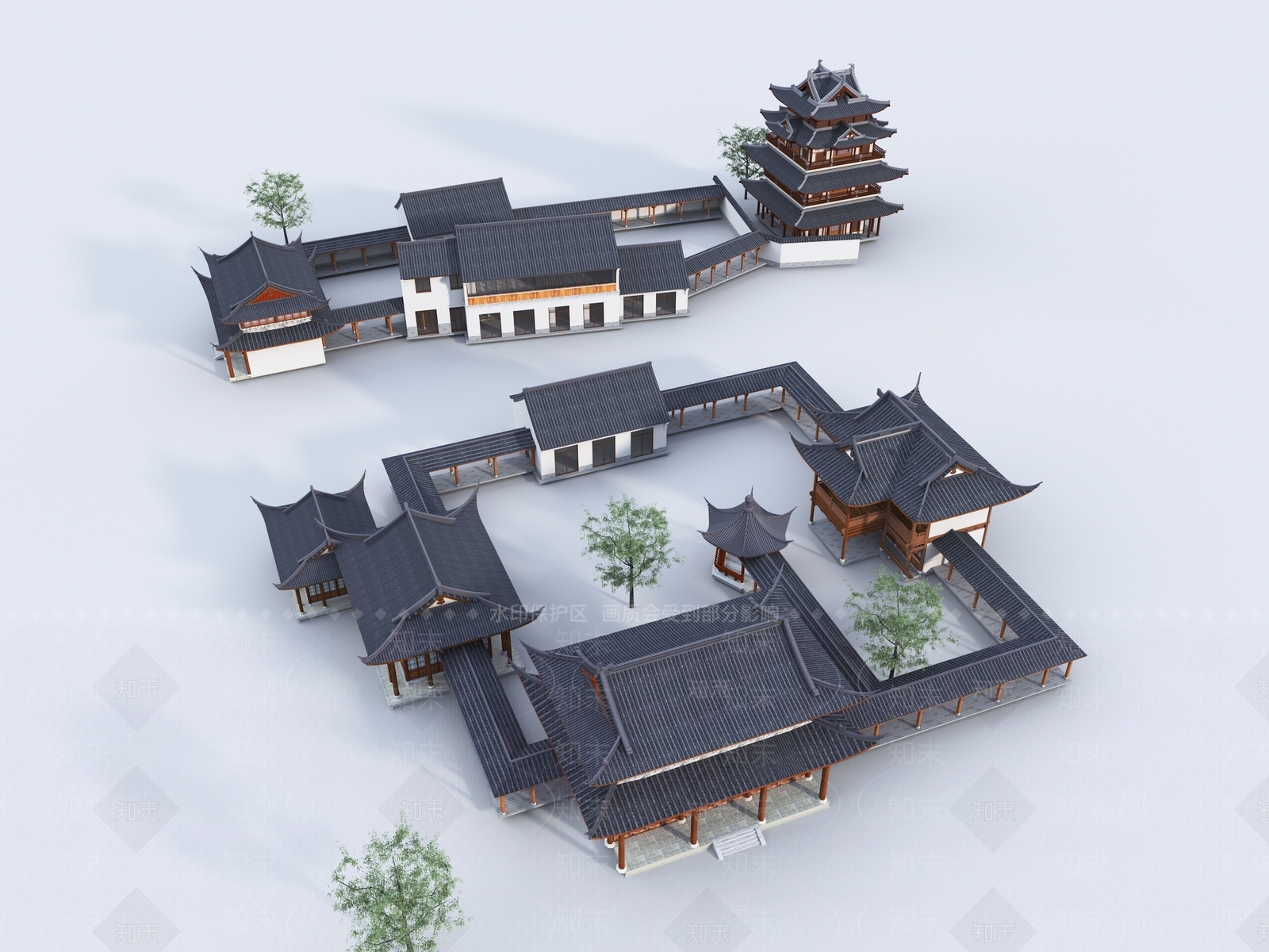 新中式中式古建3D模型下载【ID:1181708228】