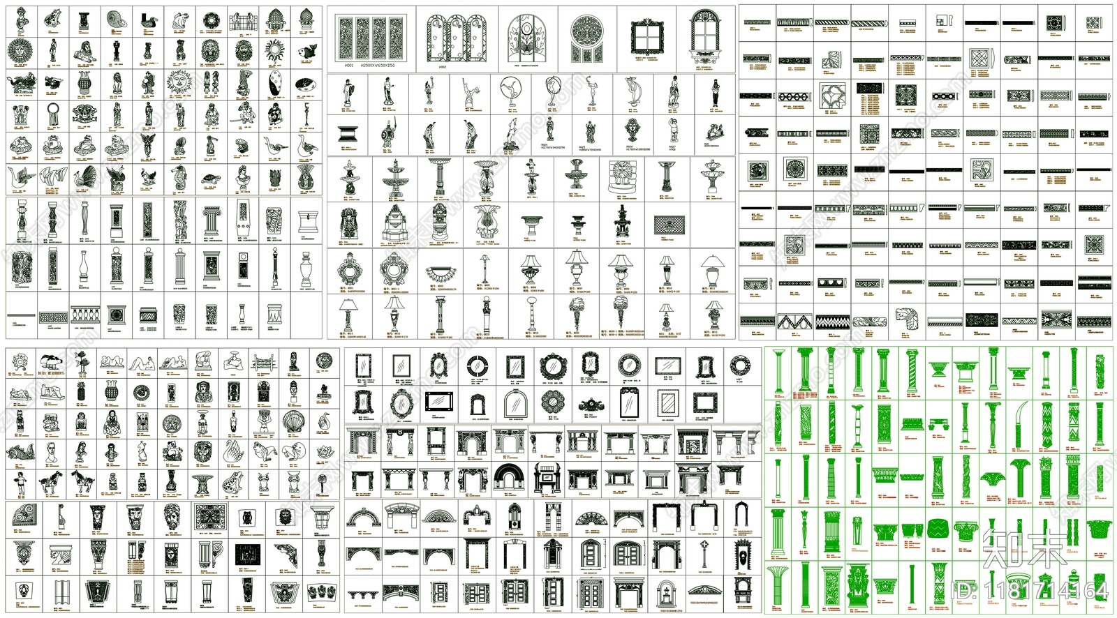 欧式综合硬装构件图库施工图下载【ID:1181714164】