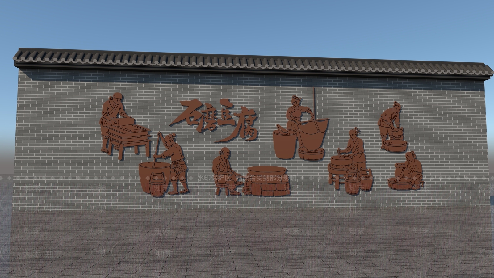 新中式中式景墙3D模型下载【ID:1181720082】