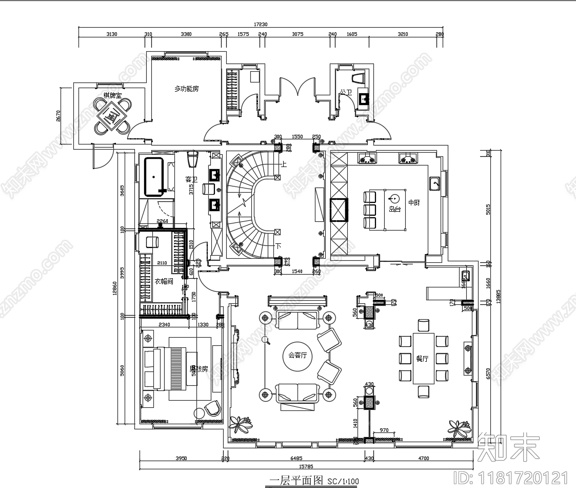 别墅cad施工图下载【ID:1181720121】