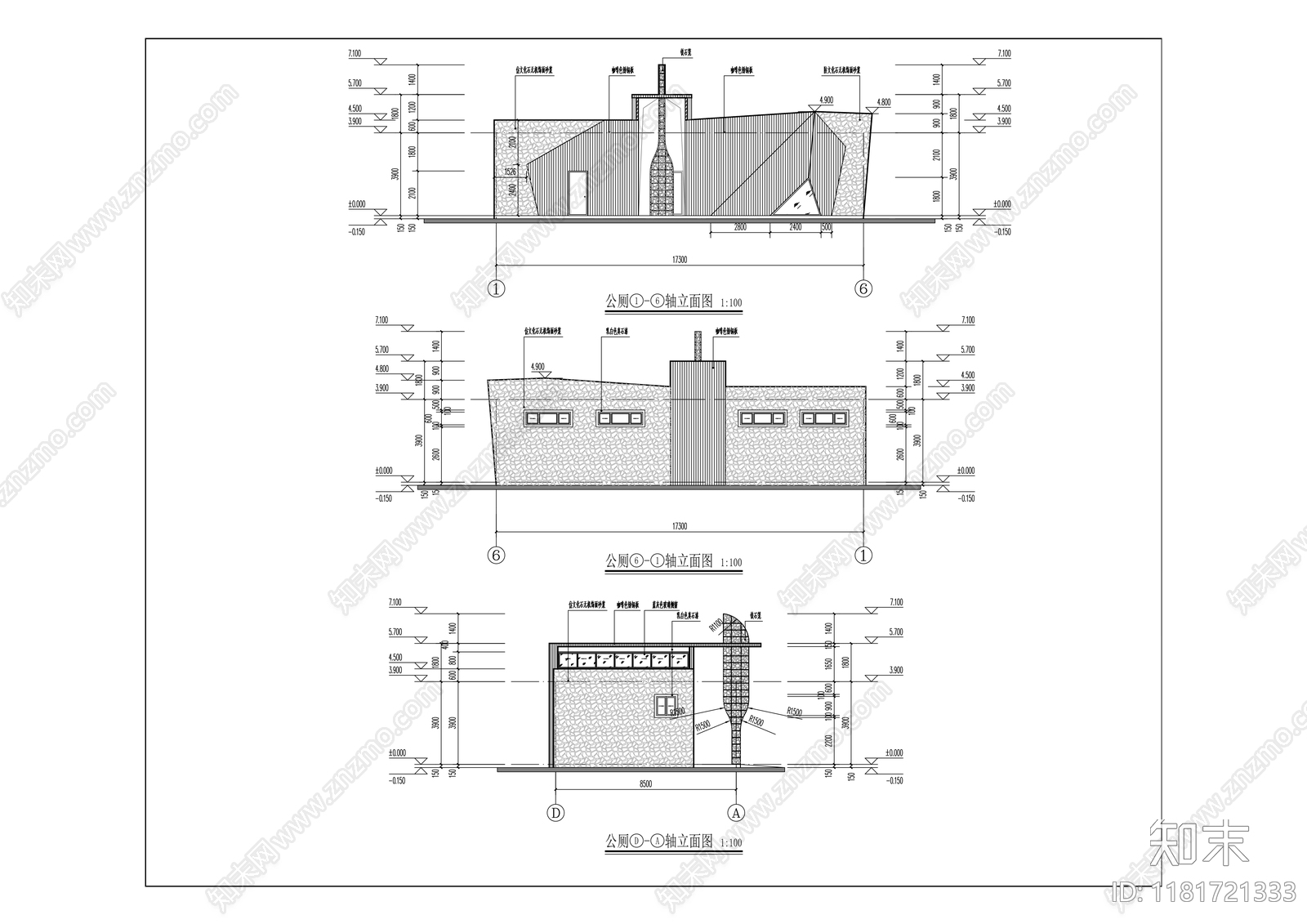 现代公厕cad施工图下载【ID:1181721333】
