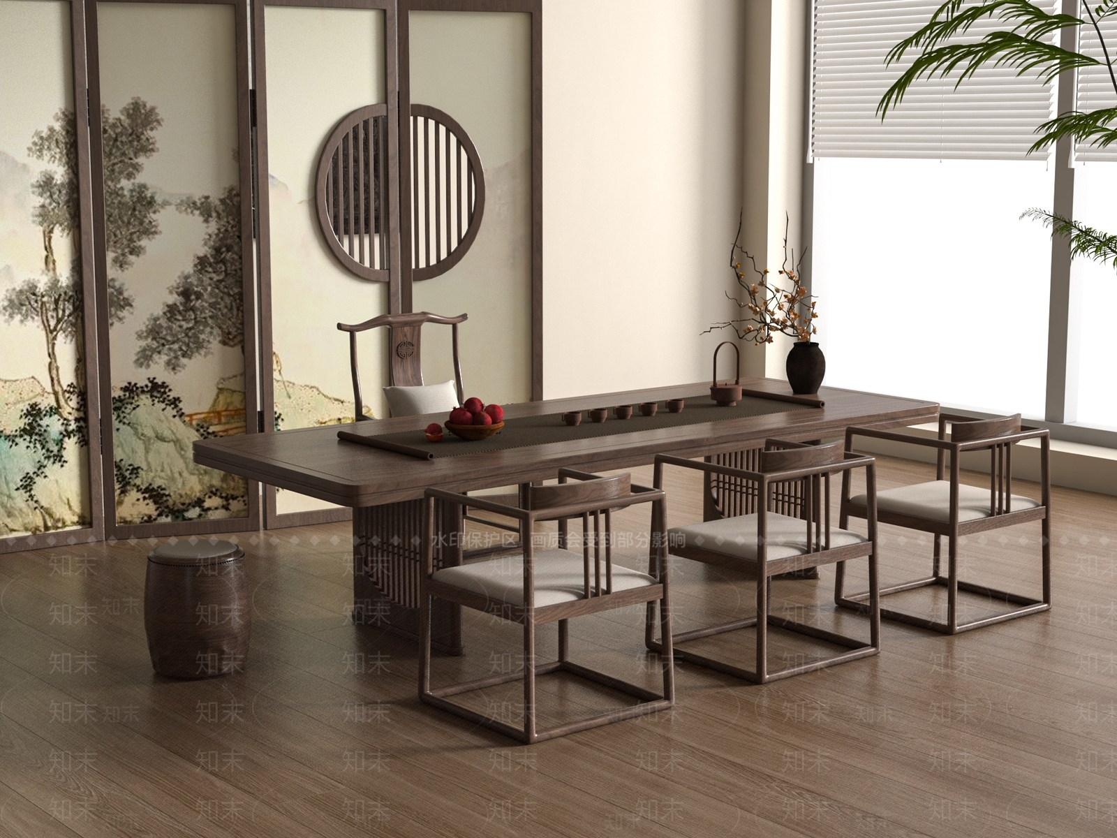 新中式茶室SU模型下载【ID:1181722421】