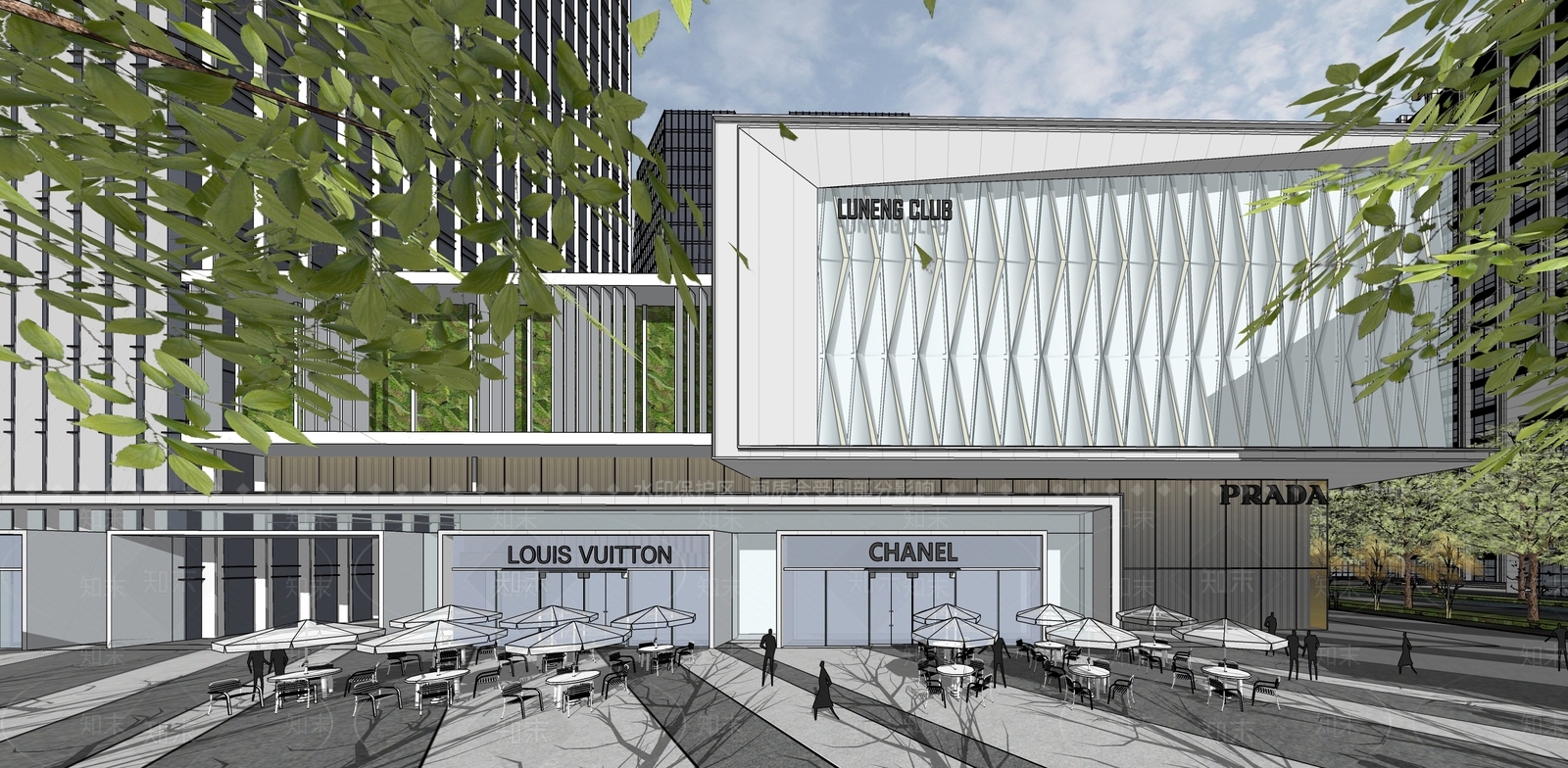 现代简约酒店建筑SU模型下载【ID:1181723249】