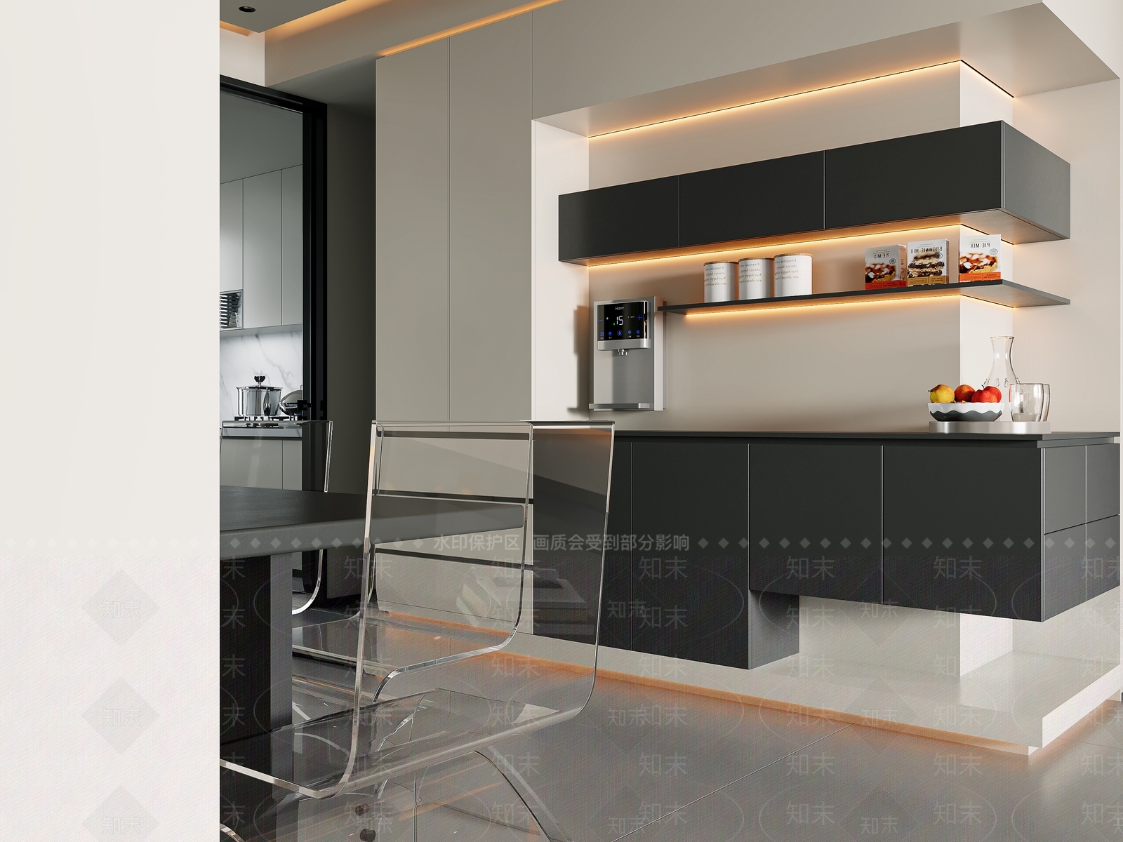 现代极简家居餐厅3D模型下载【ID:1181730700】