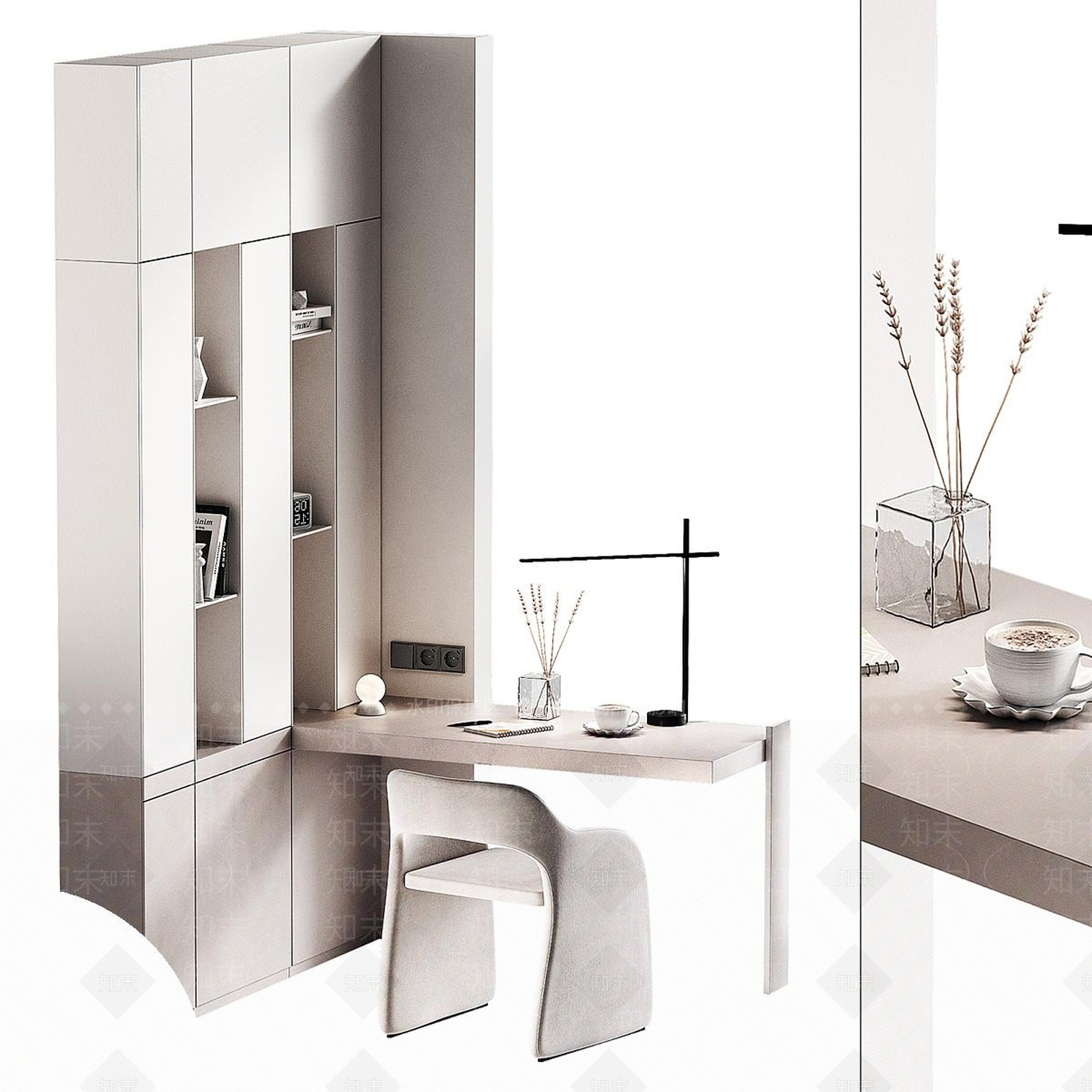 意式轻奢书柜3D模型下载【ID:1181732763】