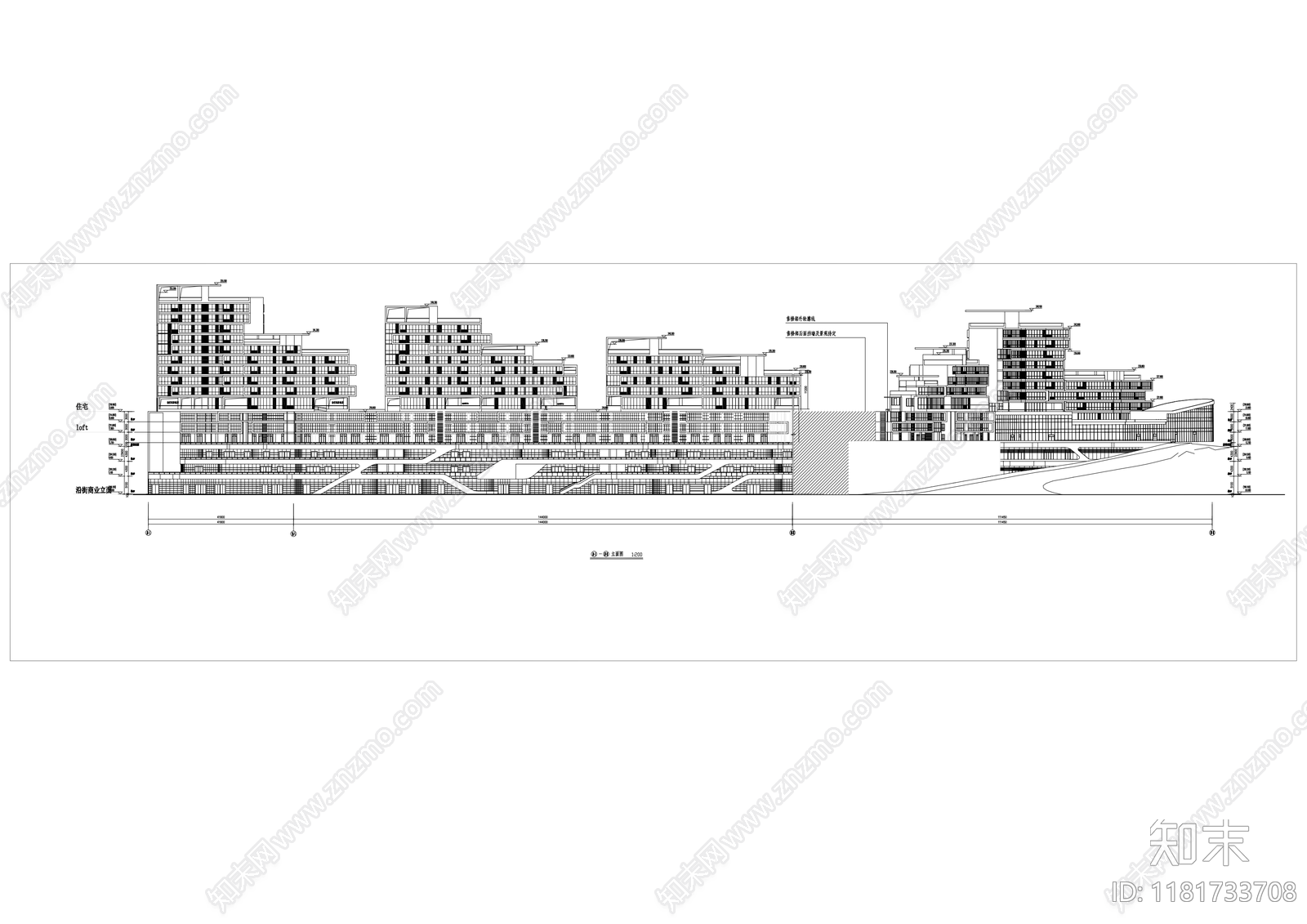 现代商业街cad施工图下载【ID:1181733708】