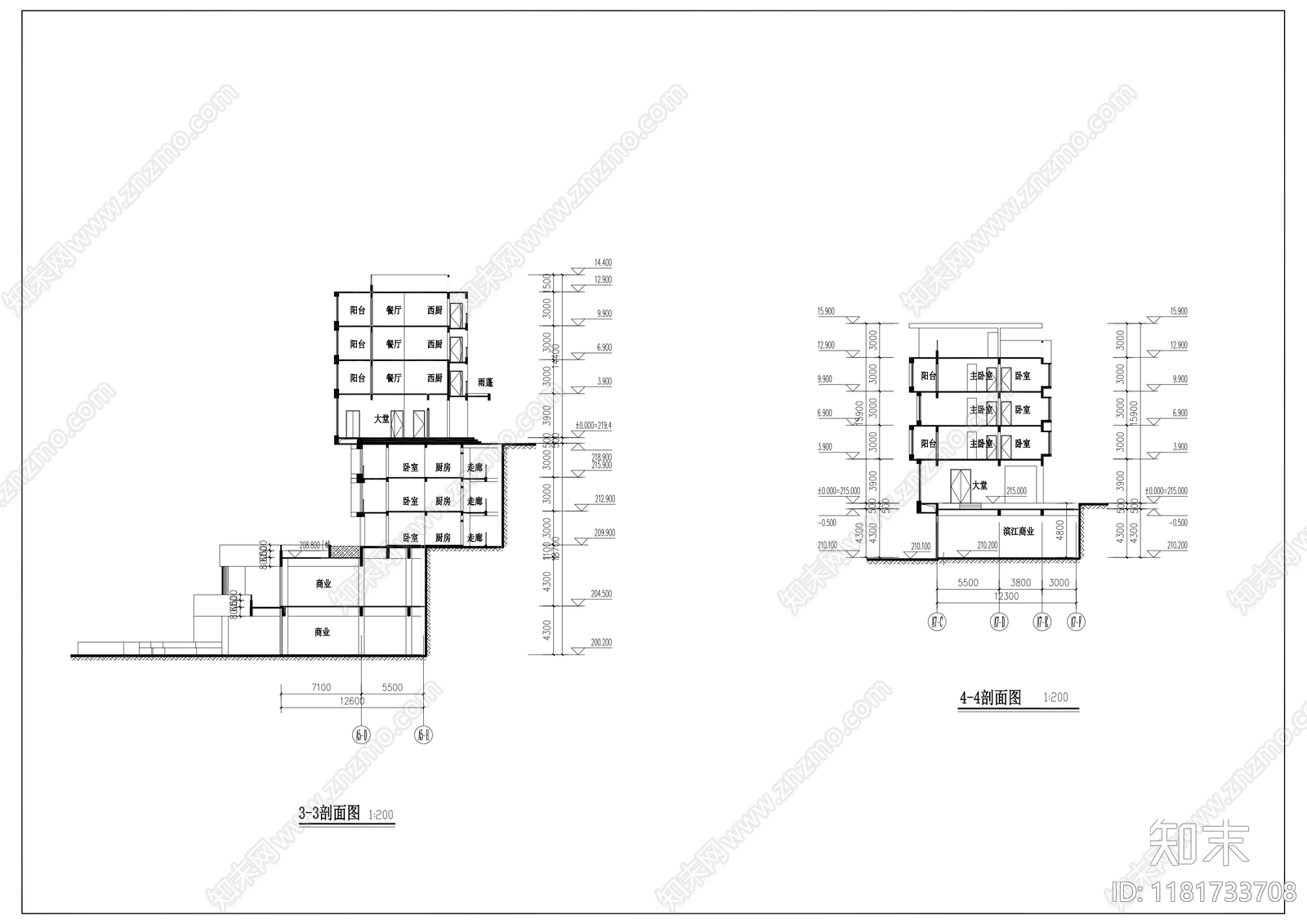 现代商业街cad施工图下载【ID:1181733708】