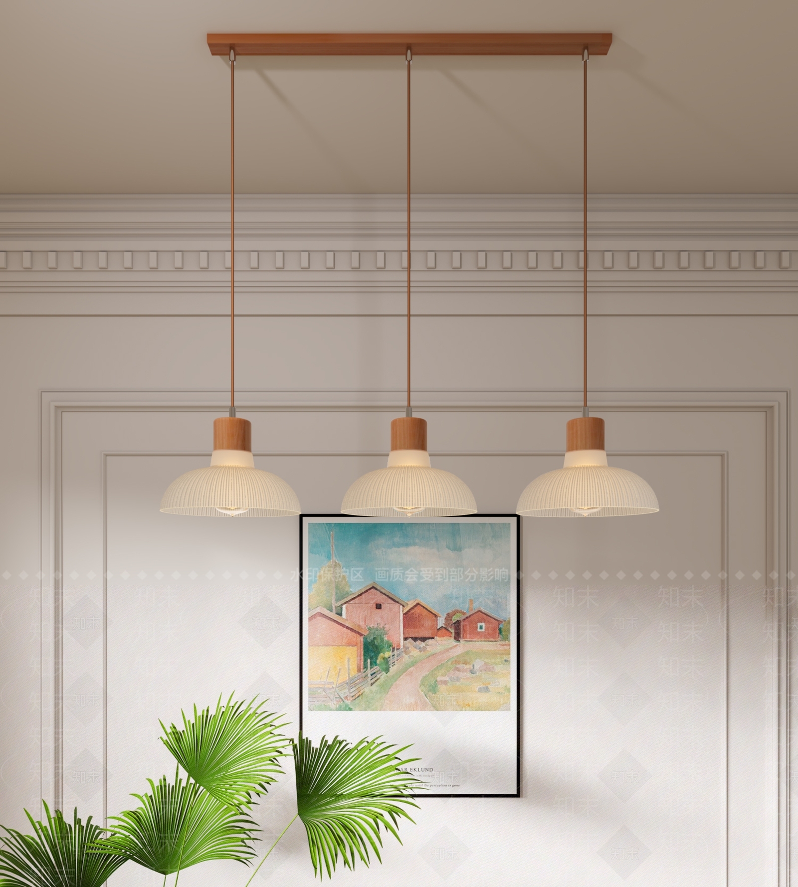 复古奶油吊灯3D模型下载【ID:1181736237】