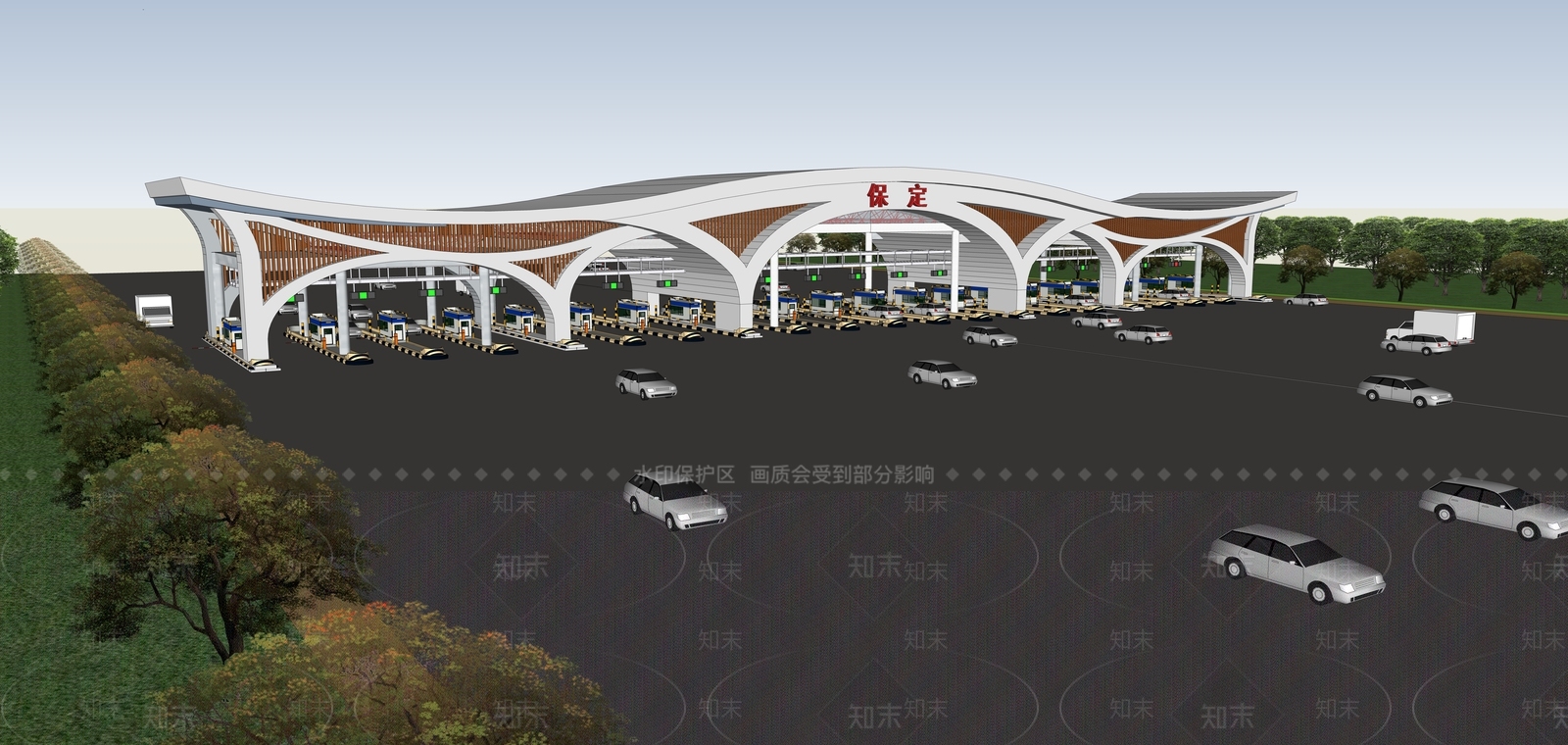 现代收费站SU模型下载【ID:1181742185】