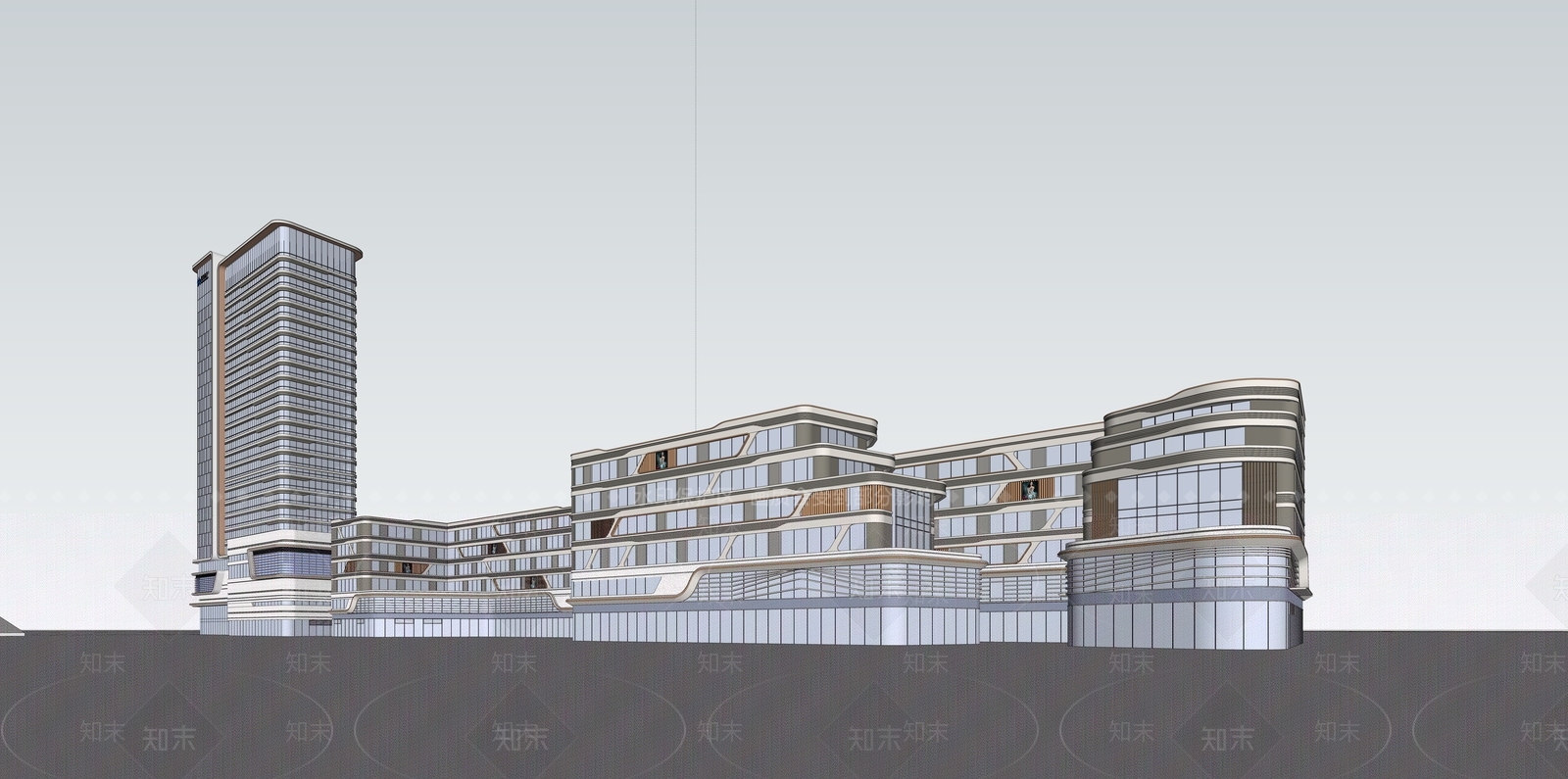 现代简约酒店建筑SU模型下载【ID:1181746354】