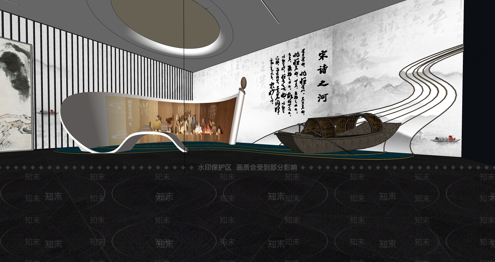 新中式现代博物馆SU模型下载【ID:1181747683】