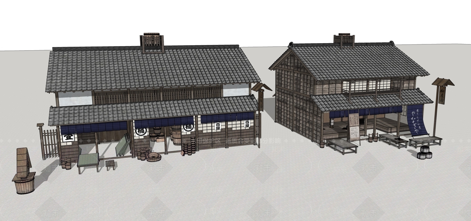 日式酒店建筑SU模型下载【ID:1181748877】