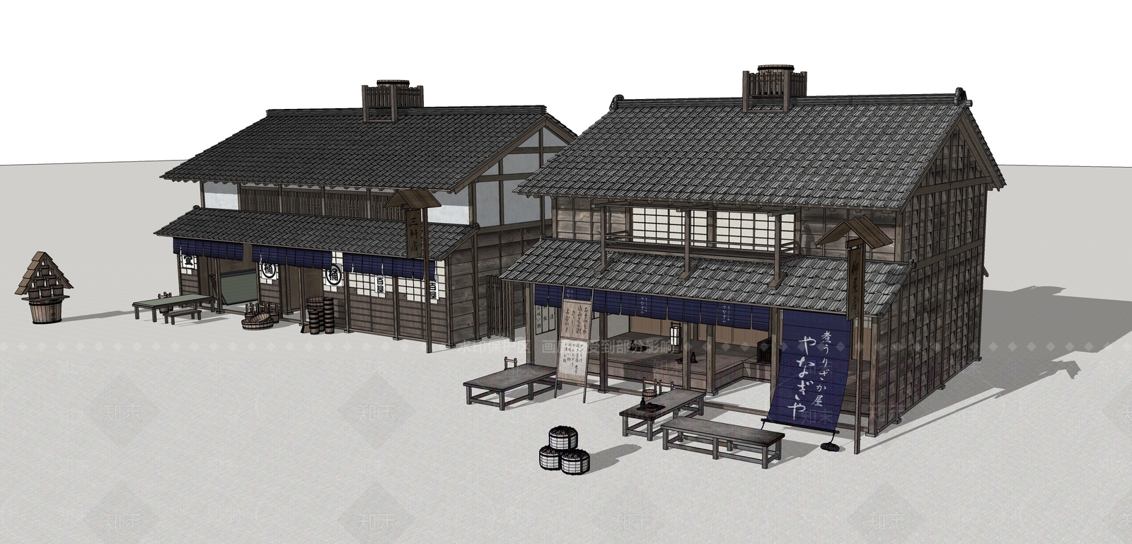 日式酒店建筑SU模型下载【ID:1181748877】