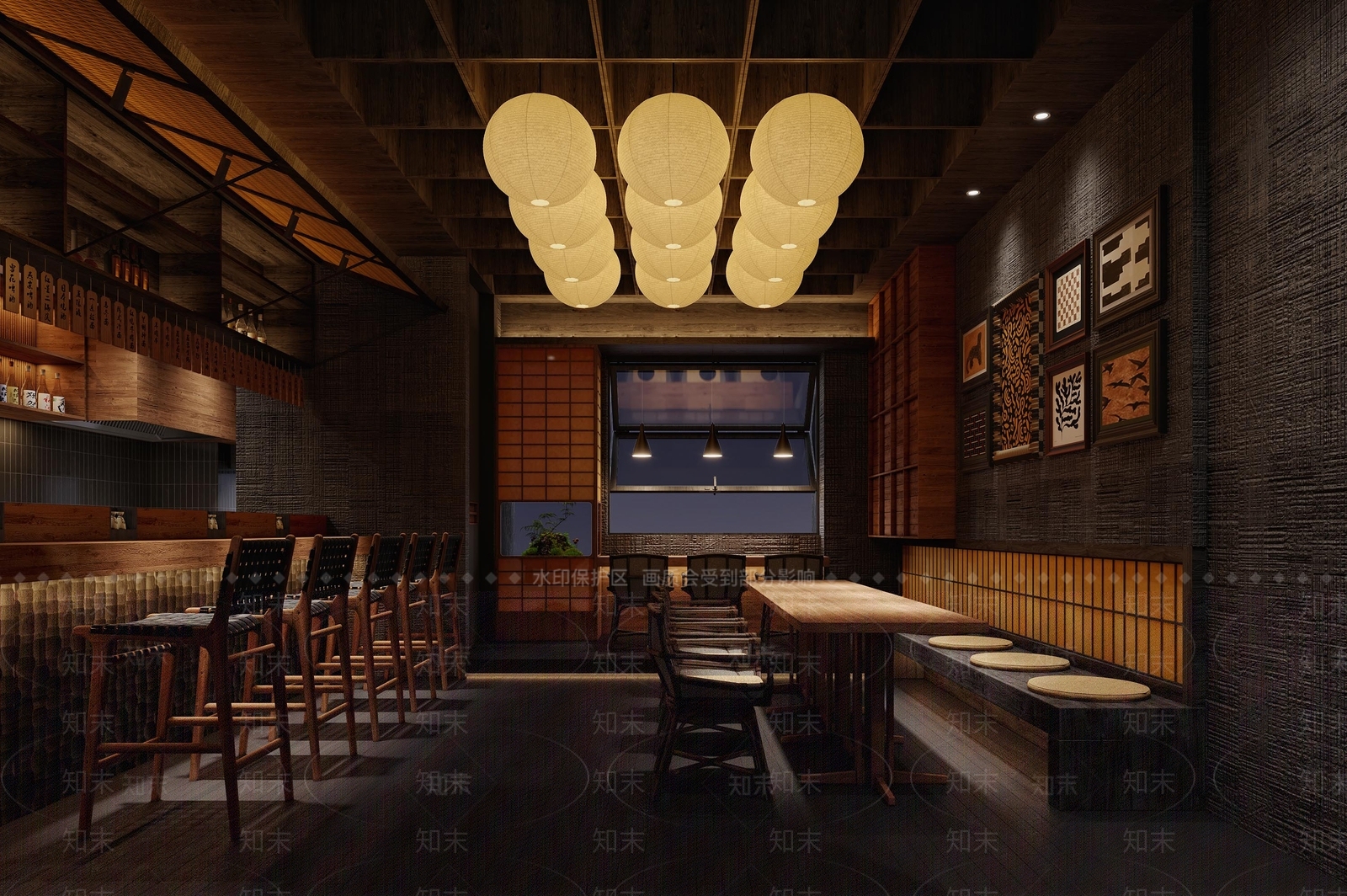 现代日式日料店3D模型下载【ID:1181750750】