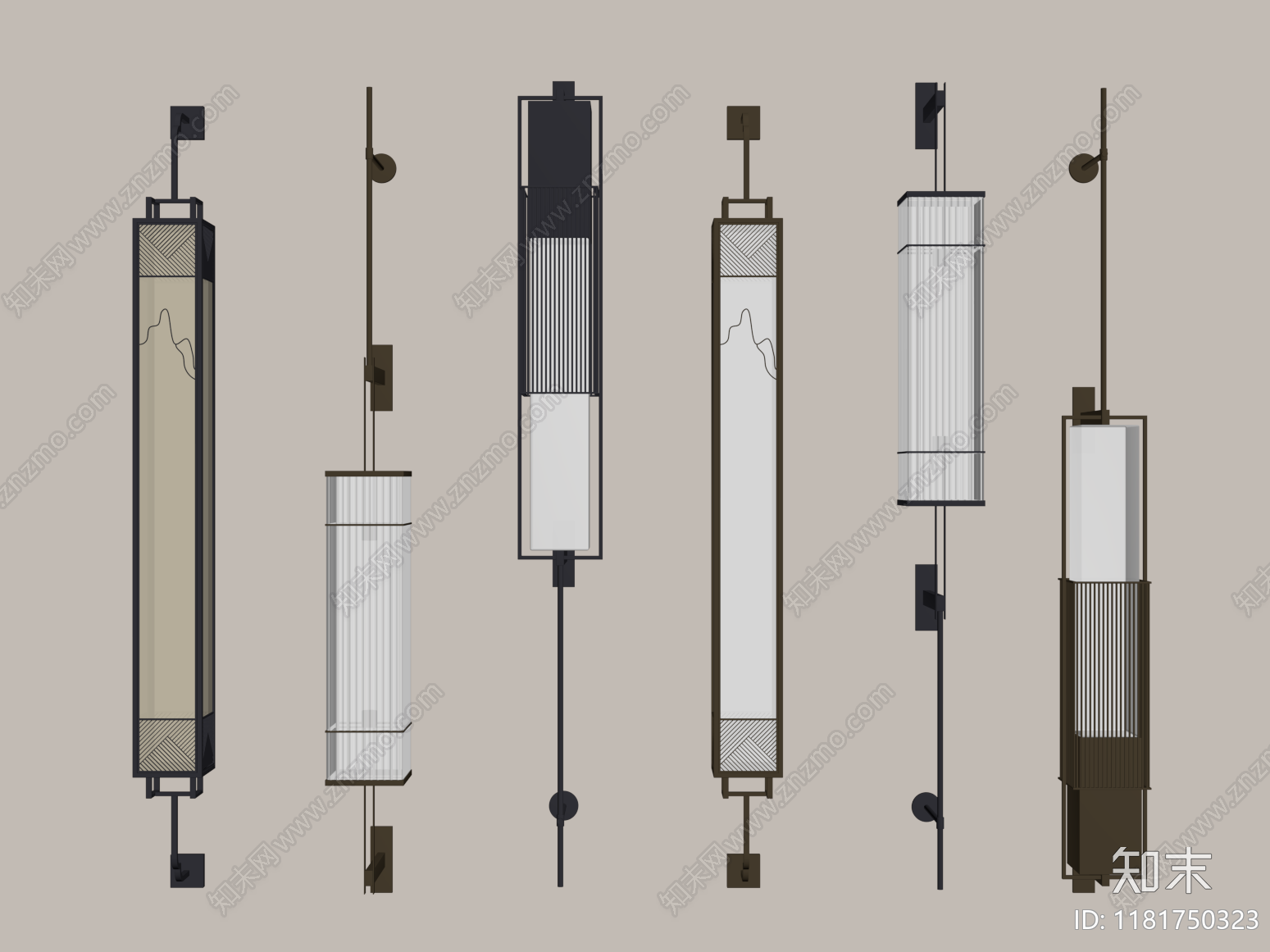 新中式壁灯SU模型下载【ID:1181750323】