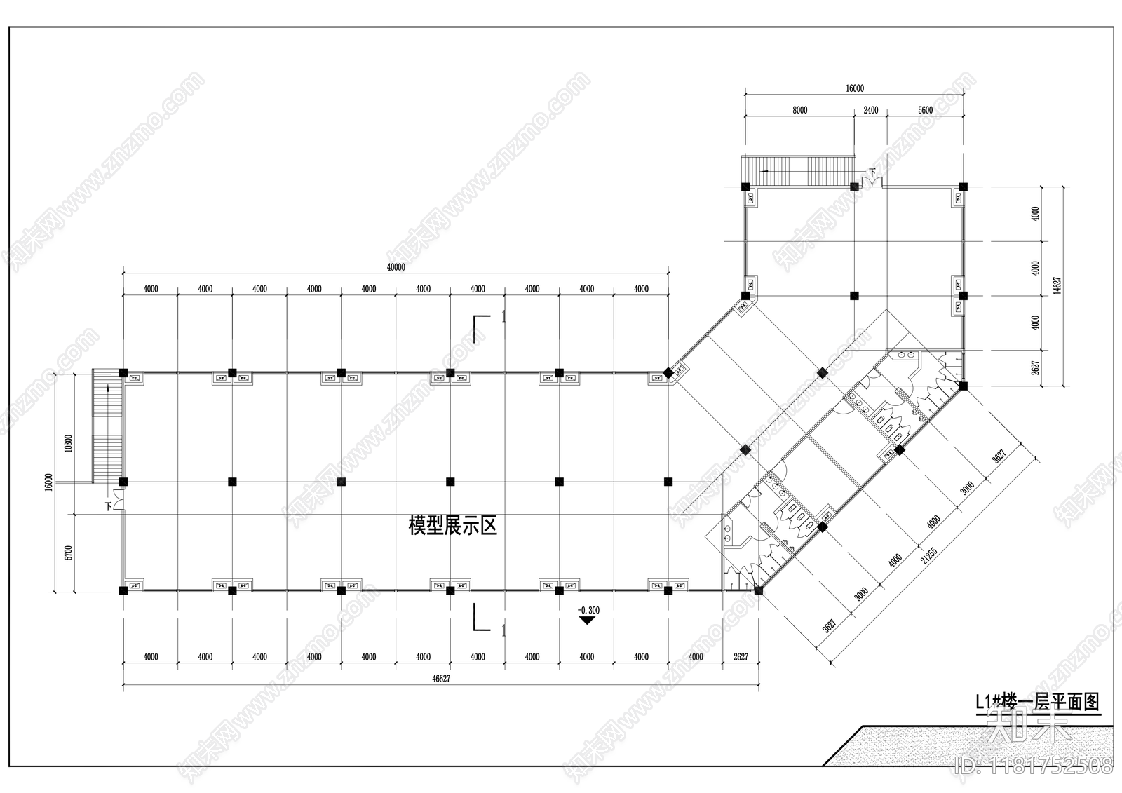 现代产业园建筑cad施工图下载【ID:1181752508】