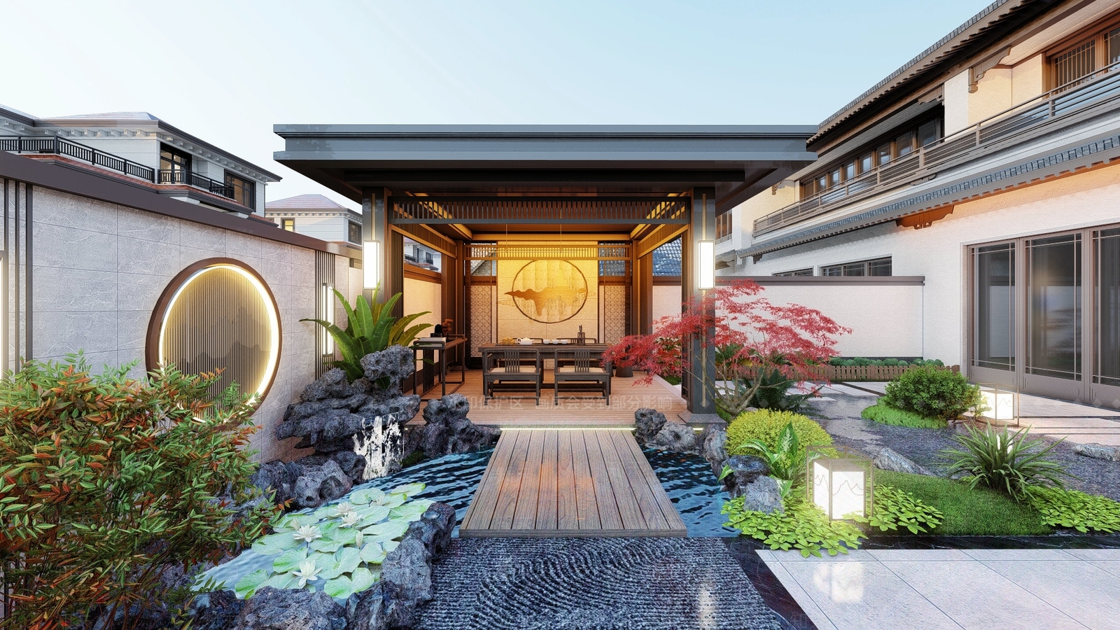 新中式别墅庭院SU模型下载【ID:1181756879】