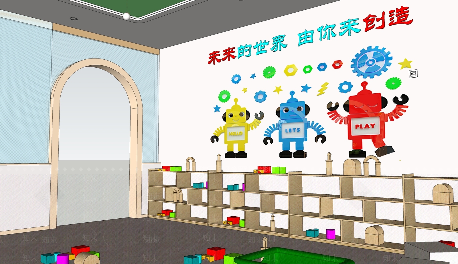 现代幼儿园内部SU模型下载【ID:1181761580】