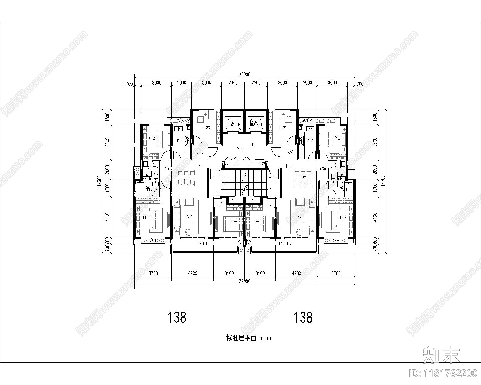 现代住宅楼建筑cad施工图下载【ID:1181762200】