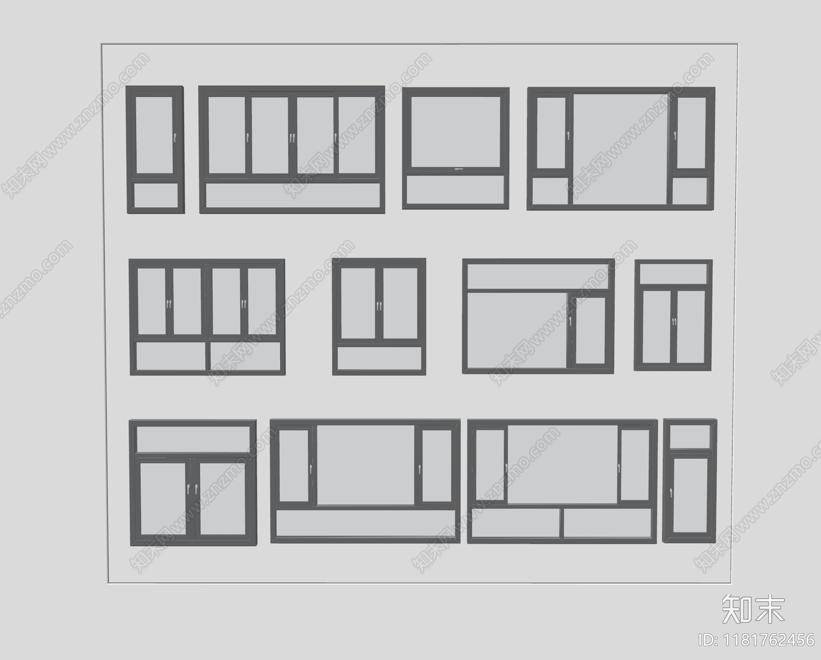 现代简约窗户组合SU模型下载【ID:1181762456】