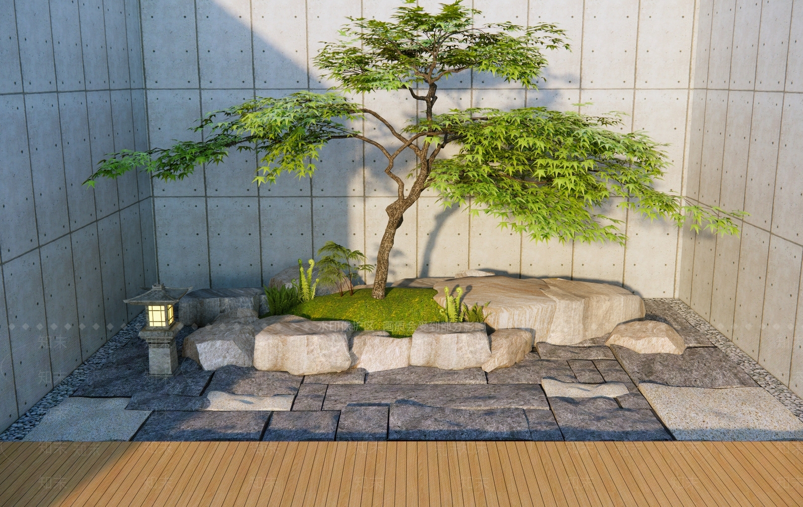 新中式日式庭院小品SU模型下载【ID:1181765477】