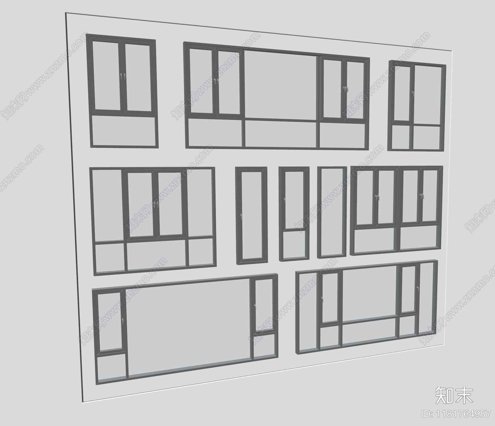 现代简约窗户组合SU模型下载【ID:1181764957】