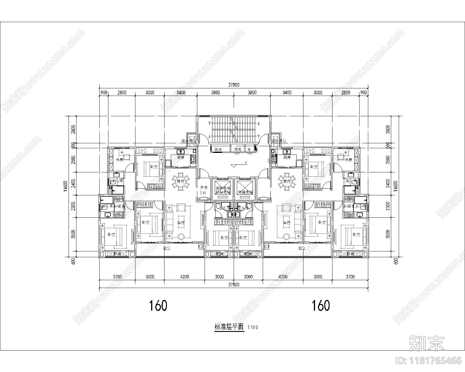 现代住宅楼建筑cad施工图下载【ID:1181765466】