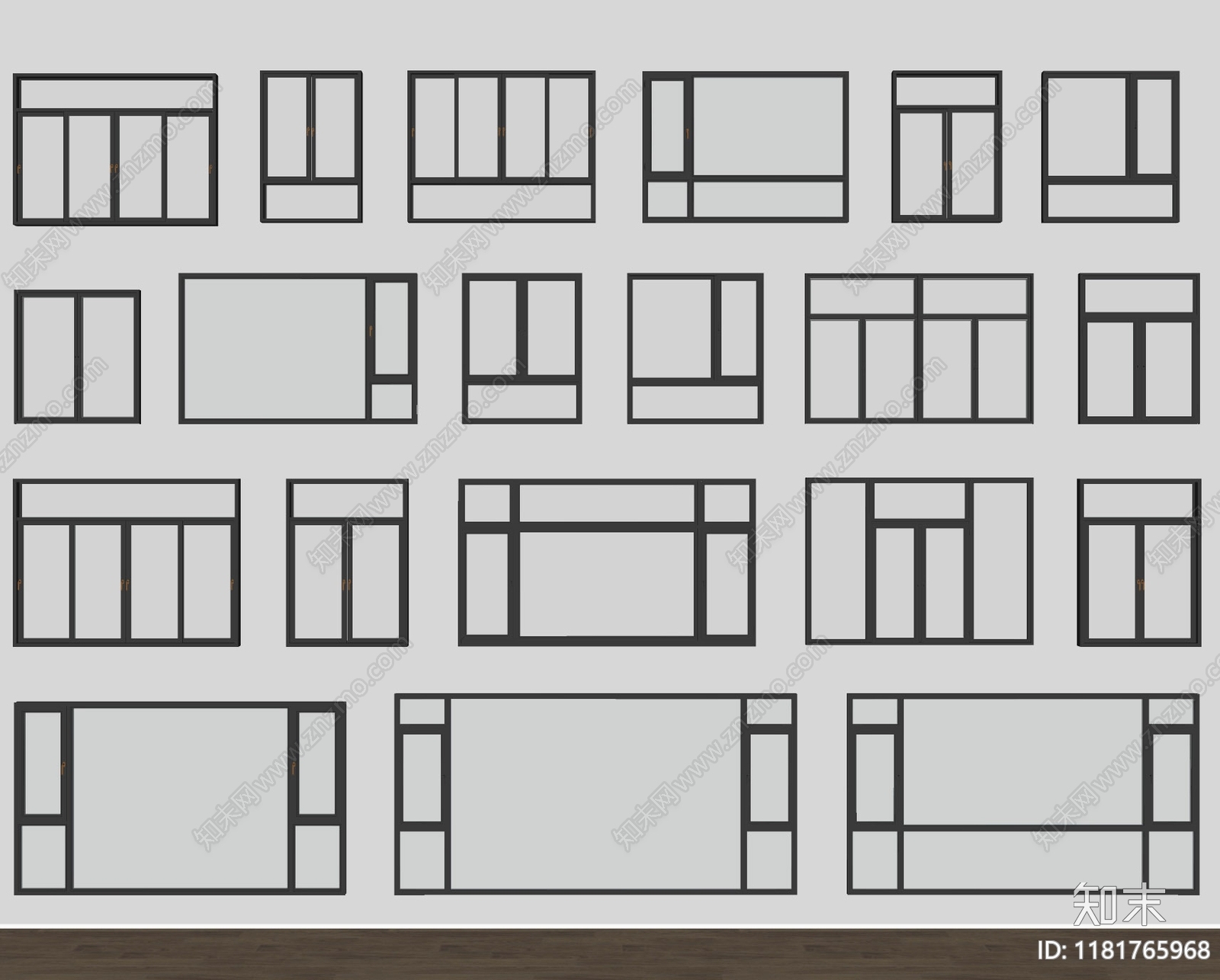 现代窗户组合SU模型下载【ID:1181765968】
