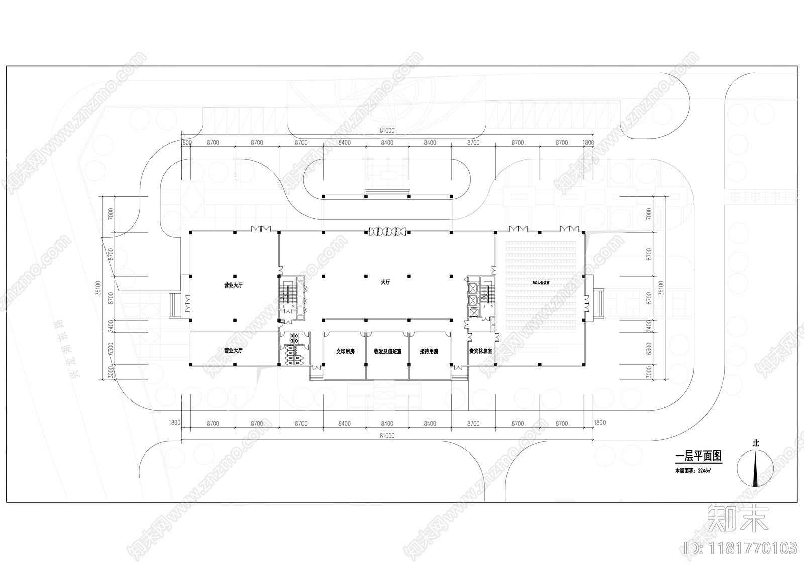 现代办公楼建筑cad施工图下载【ID:1181770103】