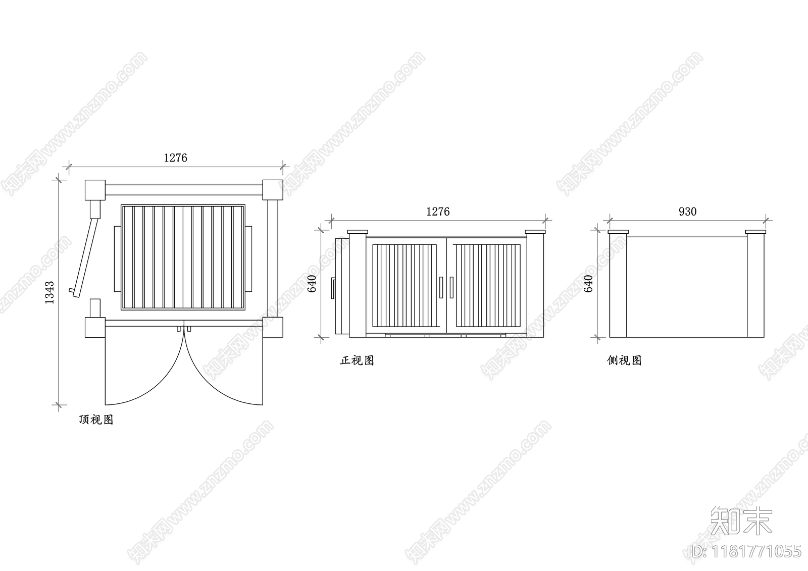 现代垃圾桶cad施工图下载【ID:1181771055】