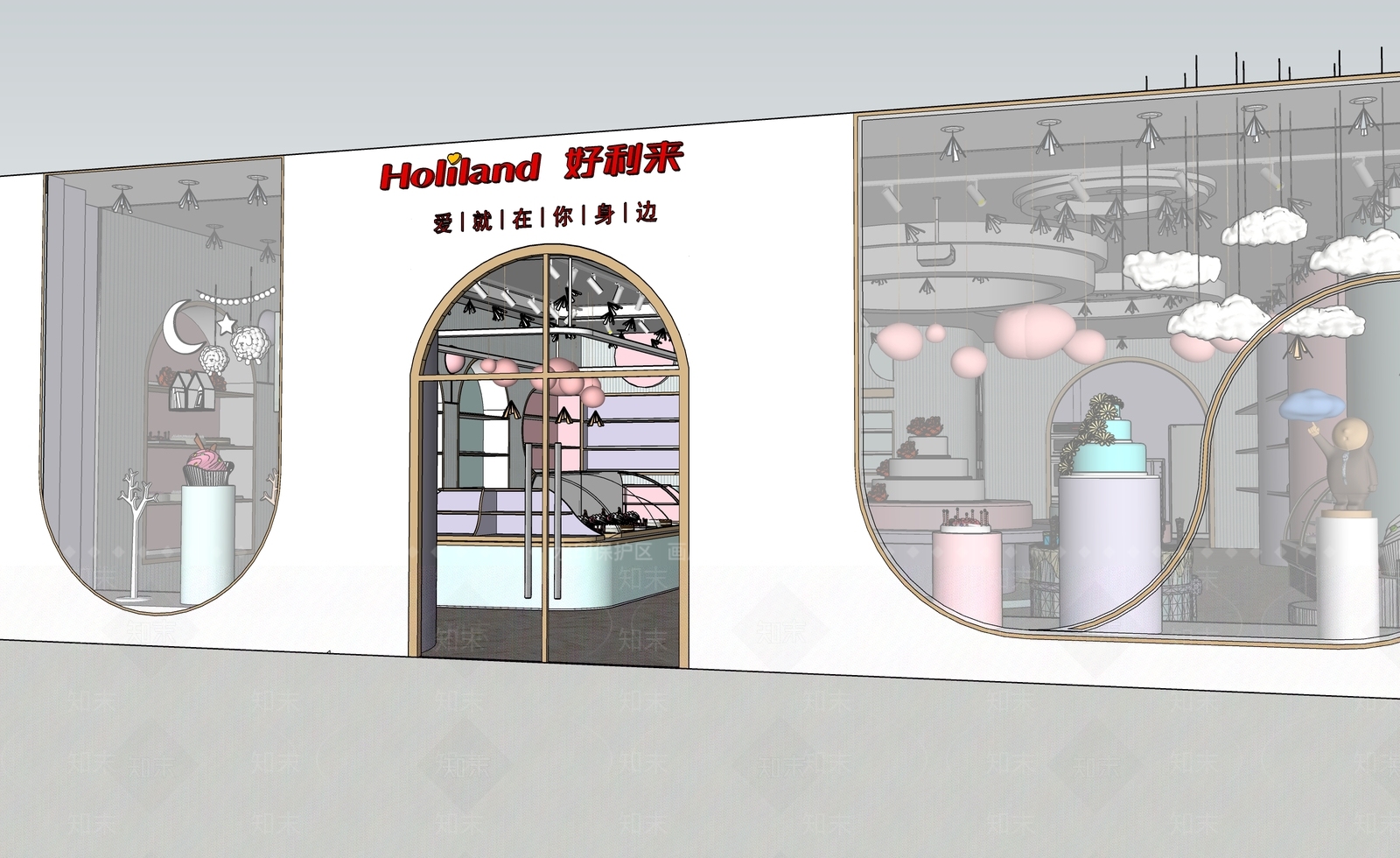 现代新中式甜品面包店SU模型下载【ID:1181777010】