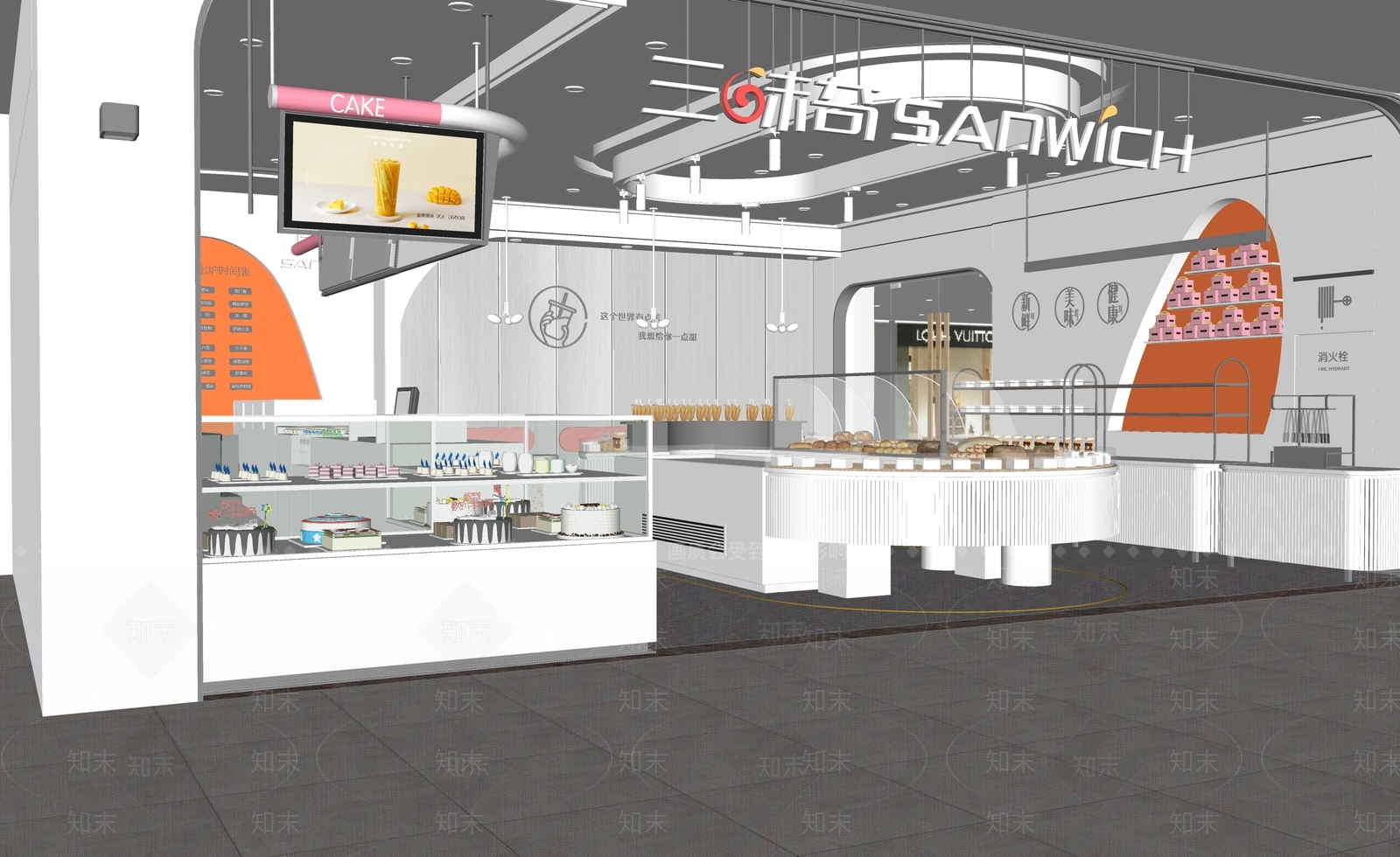 现代新中式甜品面包店SU模型下载【ID:1181777710】