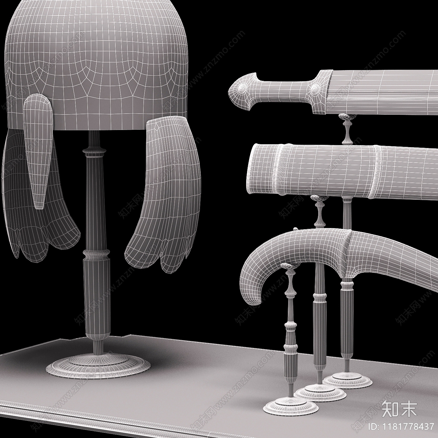 欧式复古摆件组合3D模型下载【ID:1181778437】