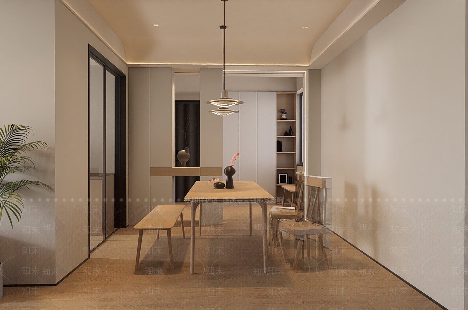 北欧原木餐桌SU模型下载【ID:1181782310】