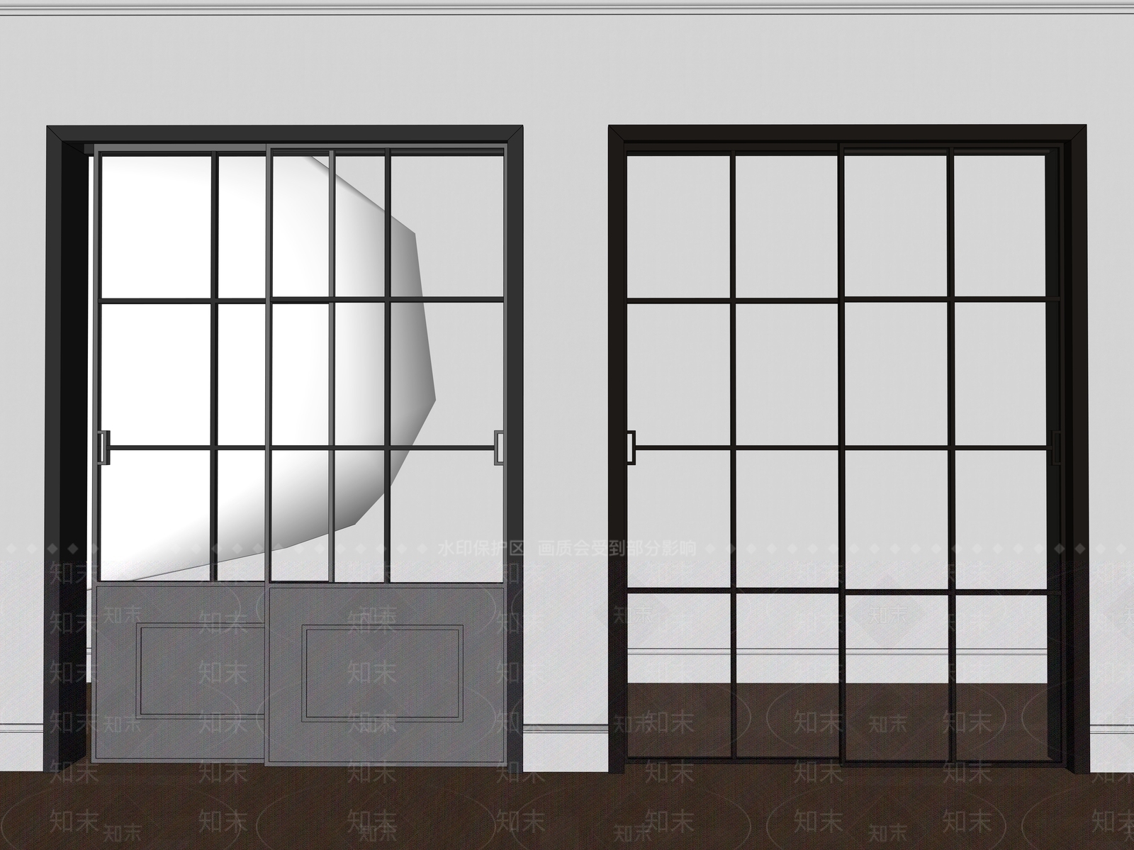 现代推拉门SU模型下载【ID:1181782241】