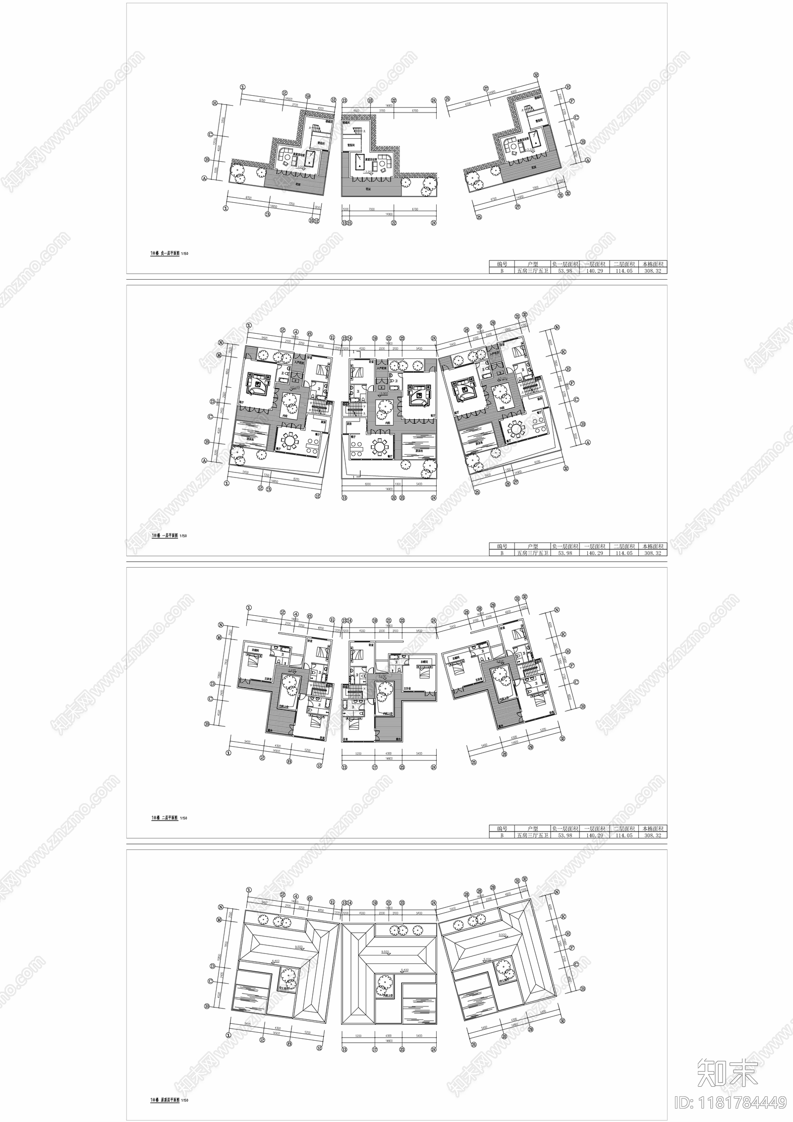 新中式酒店建筑cad施工图下载【ID:1181784449】