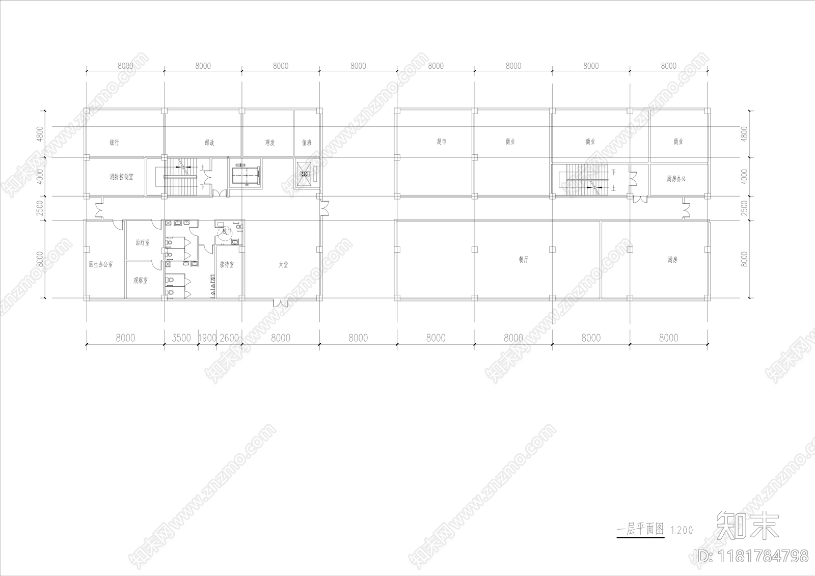 现代医院建筑cad施工图下载【ID:1181784798】