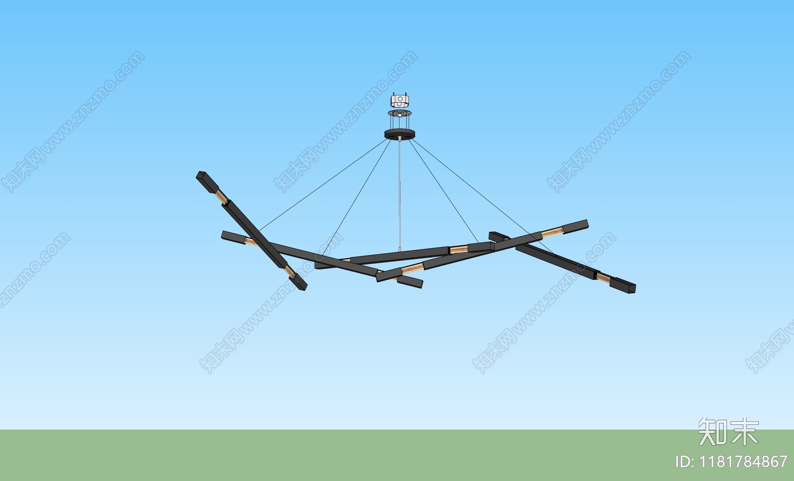 现代新中式吊灯SU模型下载【ID:1181784867】