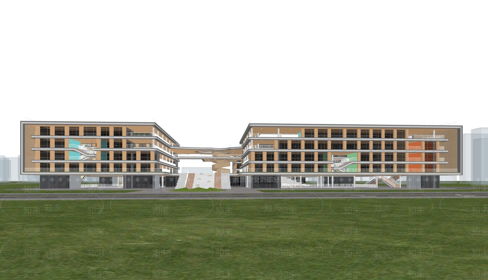 现代简约学校建筑SU模型下载【ID:1181784985】